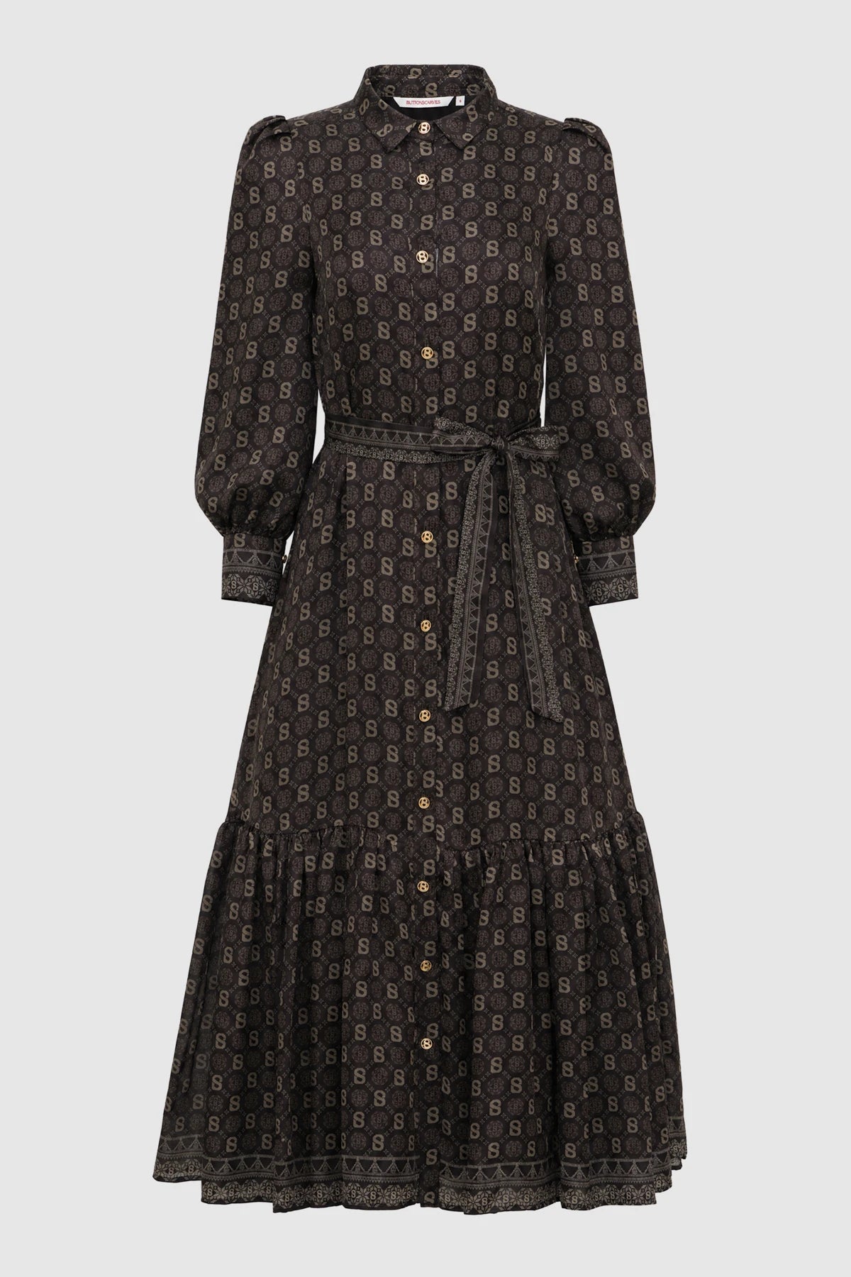 Songket Puff Shirt Dress - Brown