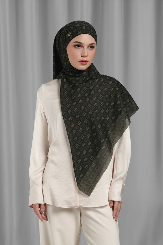 Songket Tie Back Square - Coal