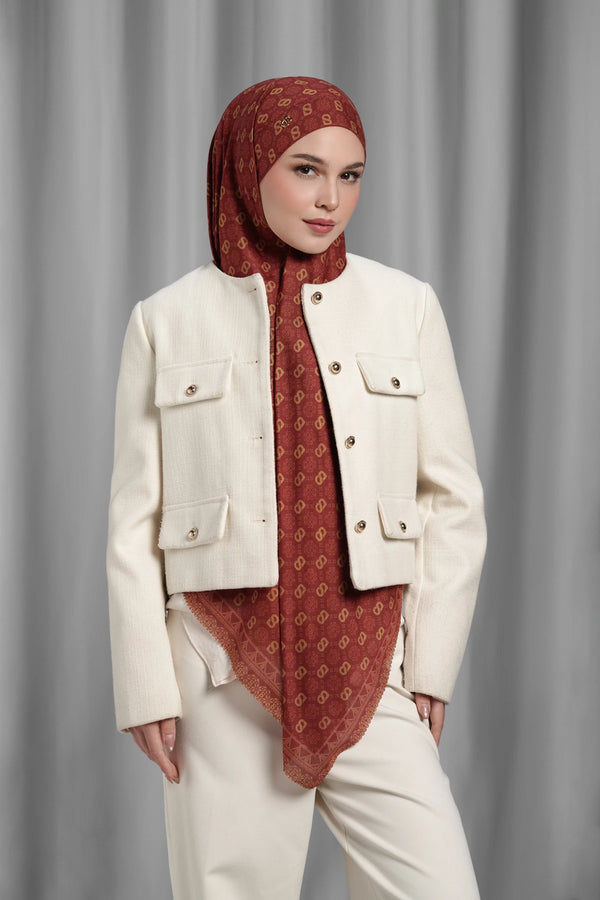 Songket Tie Back Square - Lychee