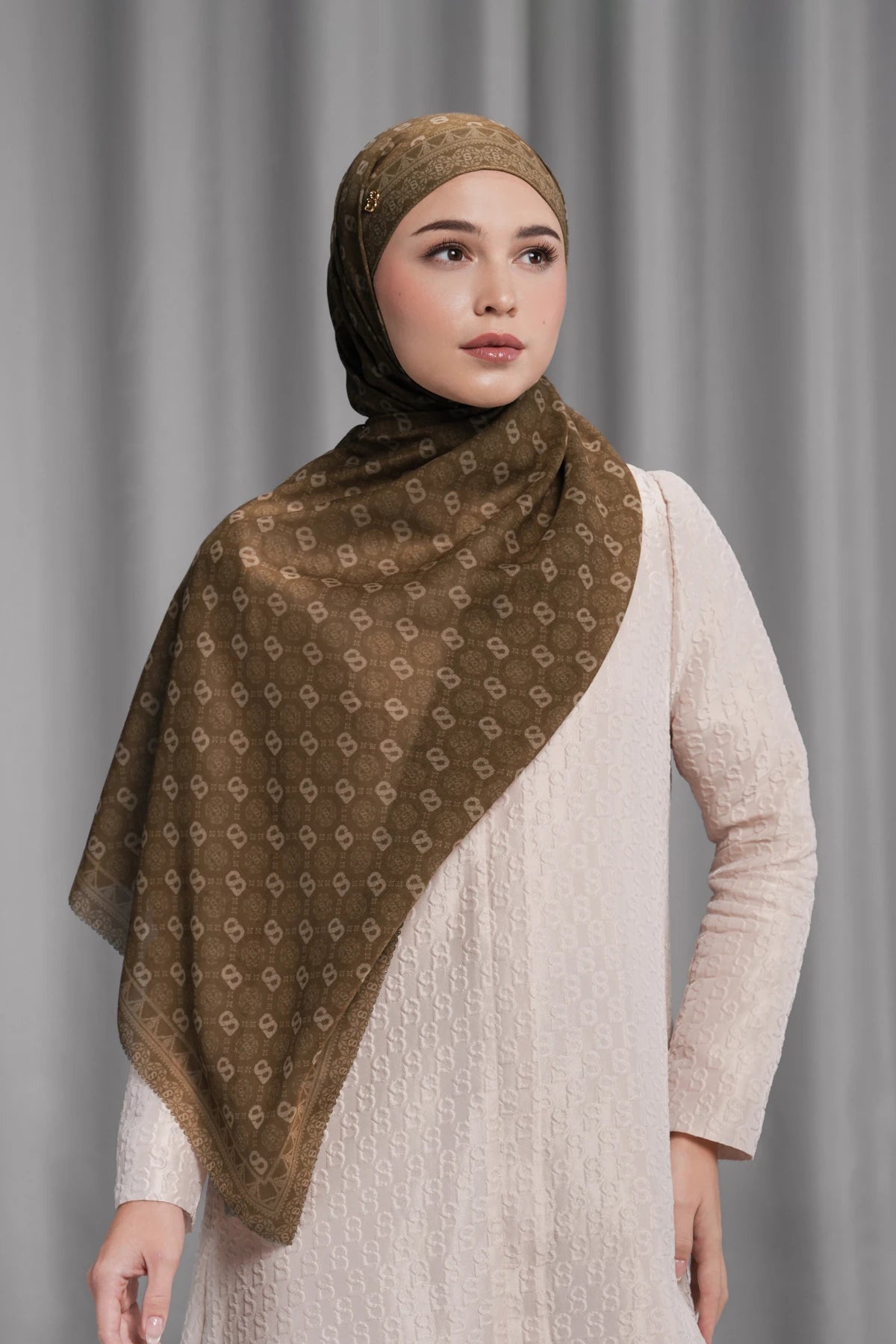 Songket Tie Back Shawl - Cinnamon