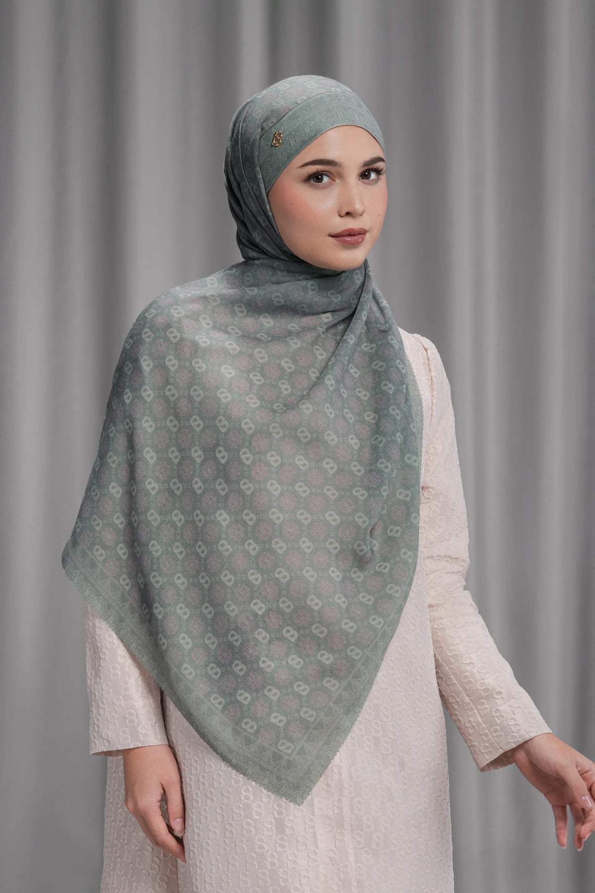 Songket Tie Back Shawl - Fog