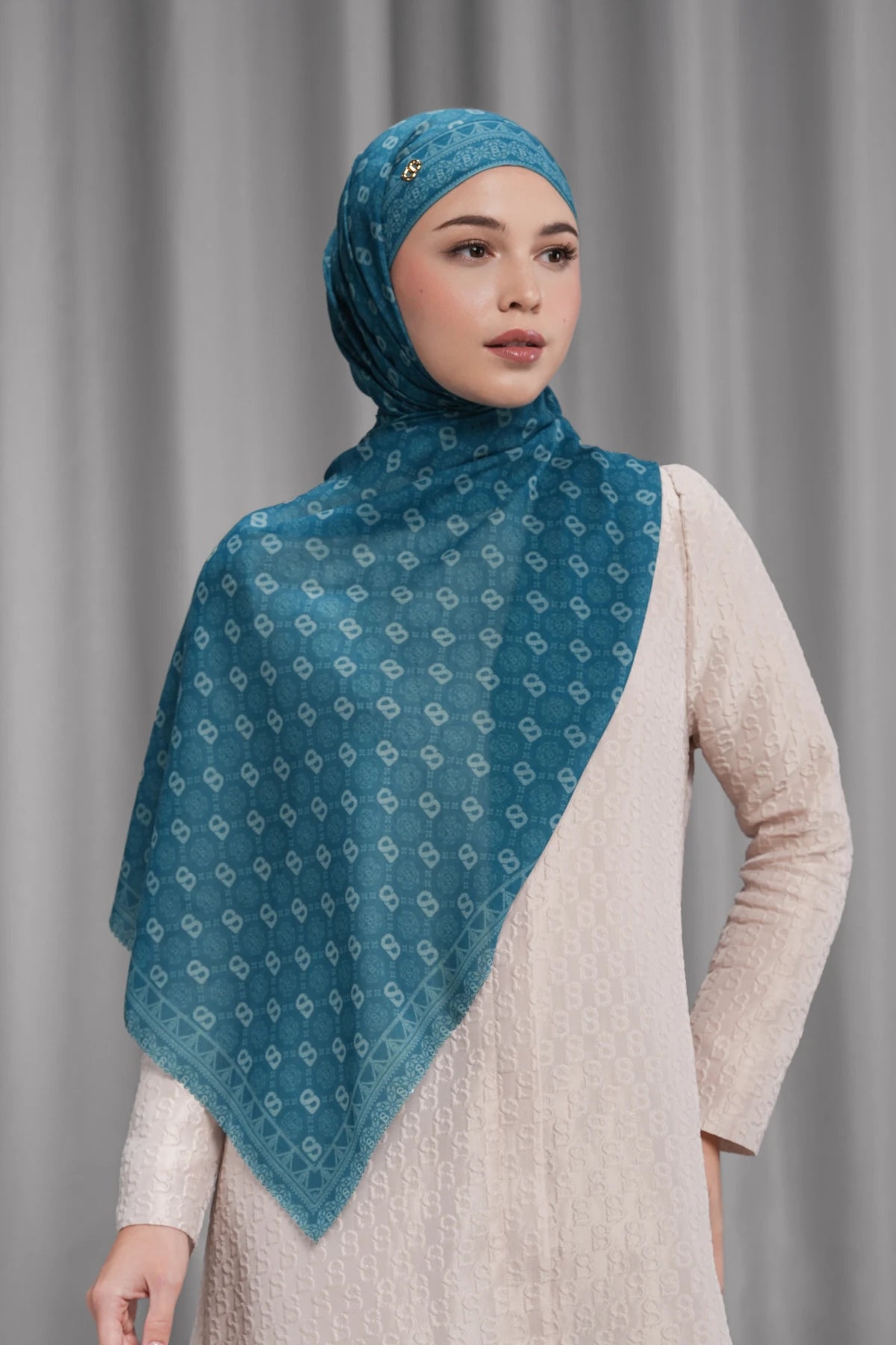 songket tie back shawl in indigo by buttonscarves