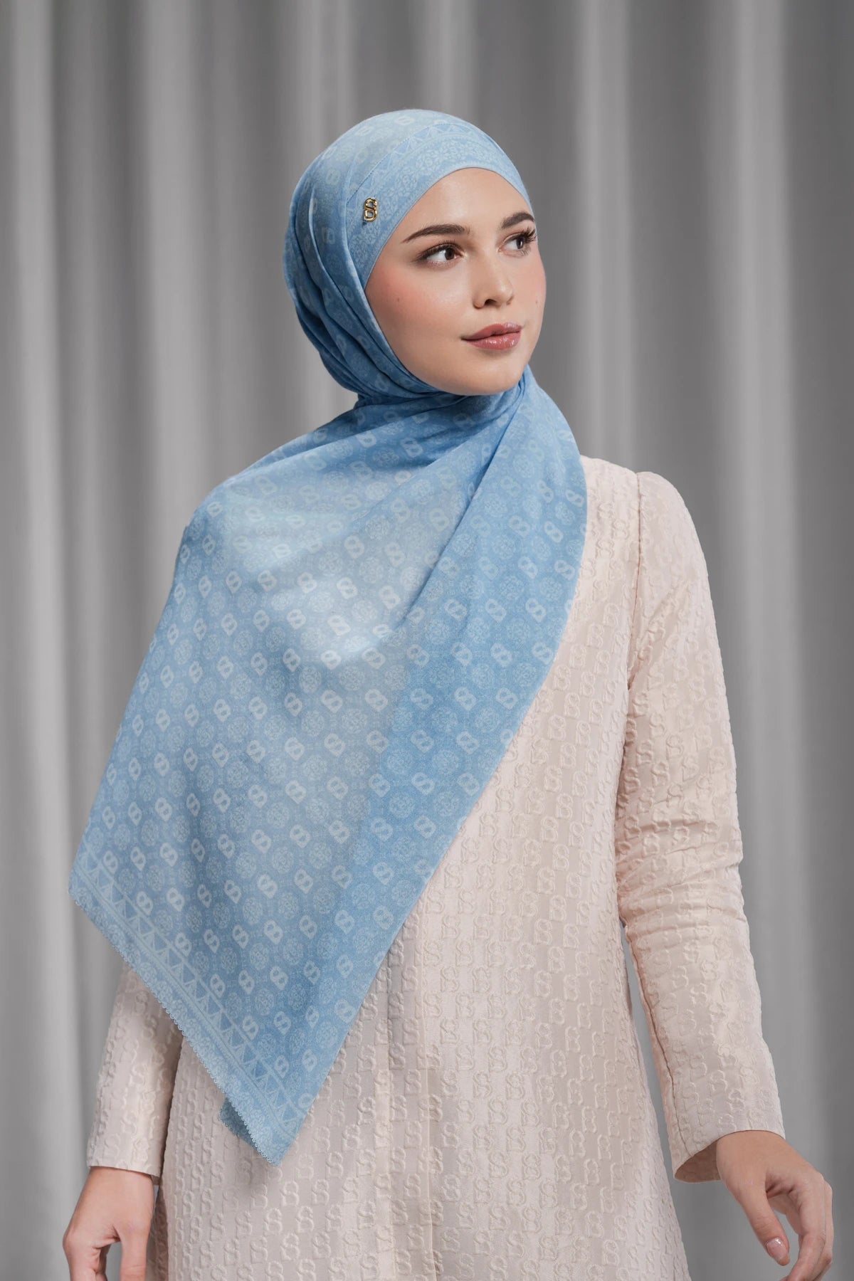 songket tie back shawl in river by buttonscarves