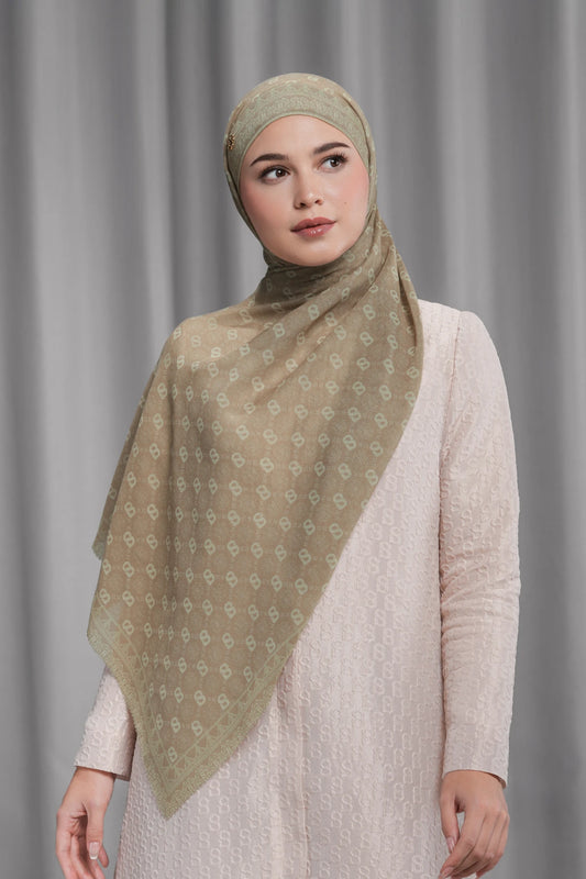 songket tie back shawl in sand by buttonscarves