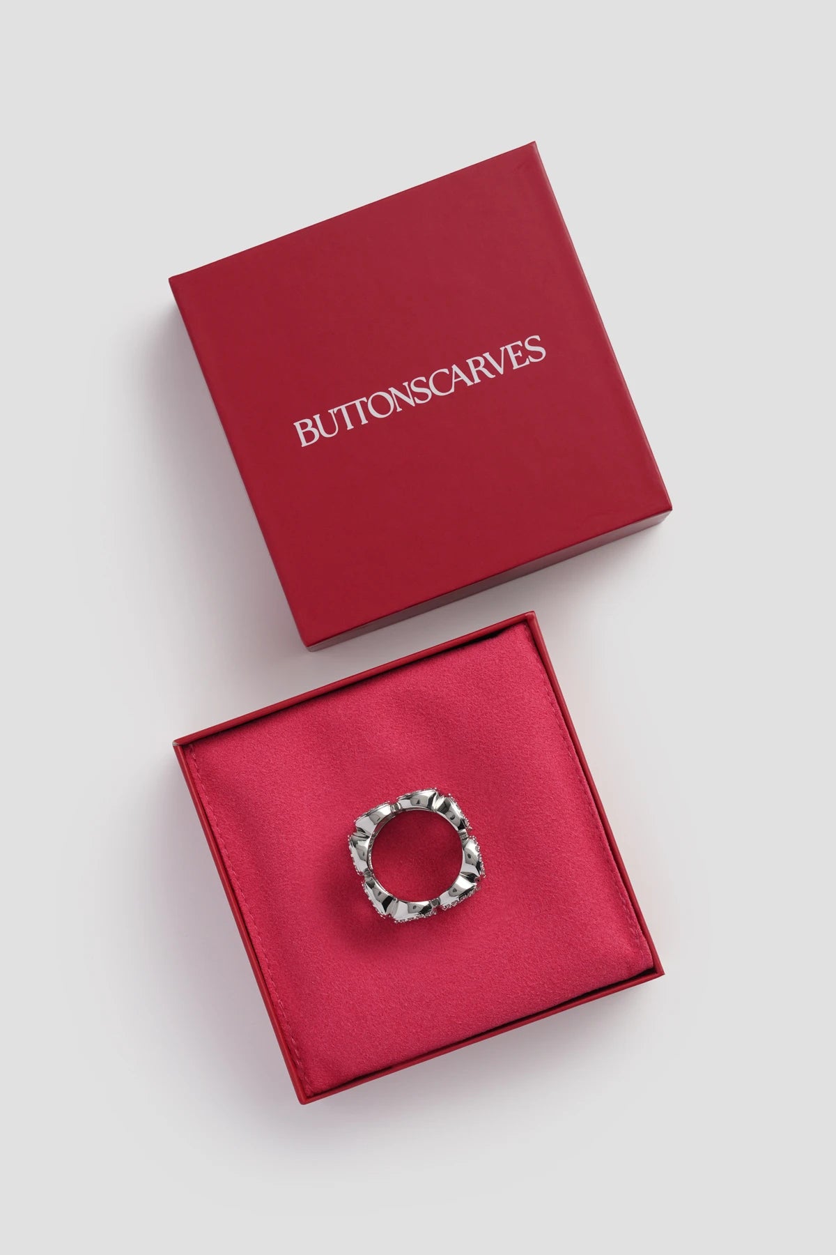 Twin Crystal Ring Brooch - Silver