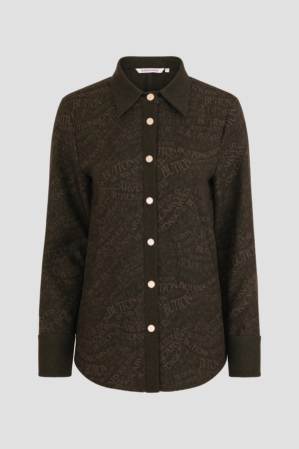 Waves Monogram Basic Shirt - Brown