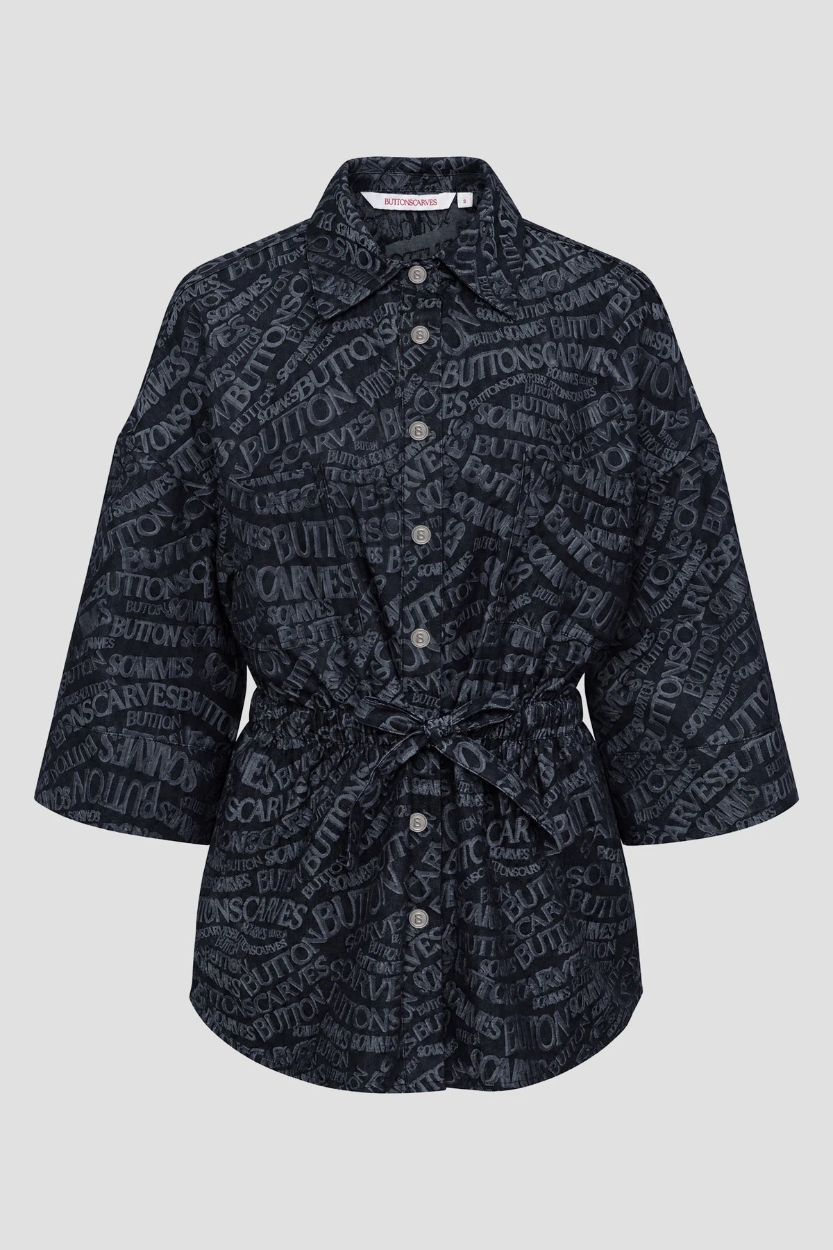 Waves Monogram Belted Shirt - Blue