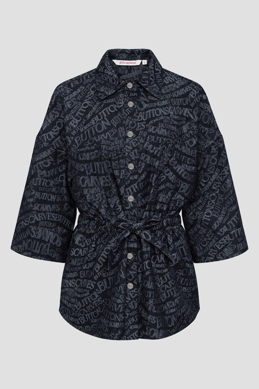 Waves Monogram Belted Shirt - Blue
