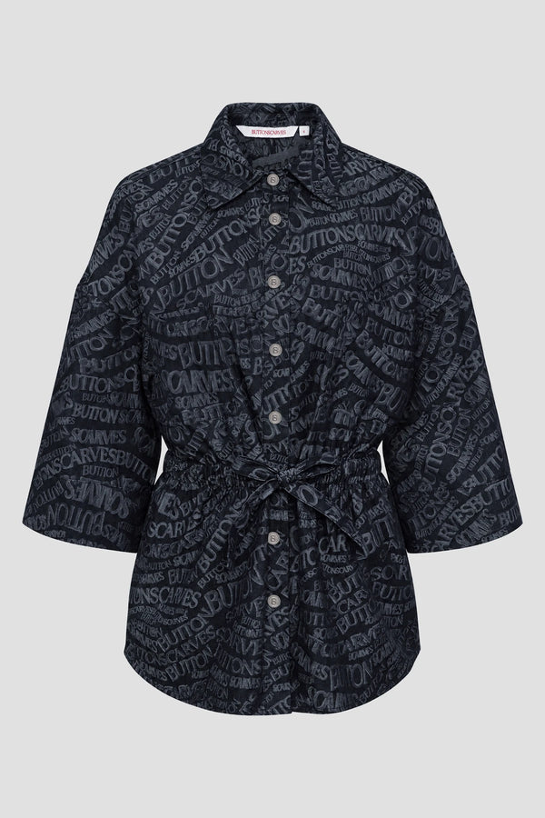 Waves Monogram Belted Shirt - Blue