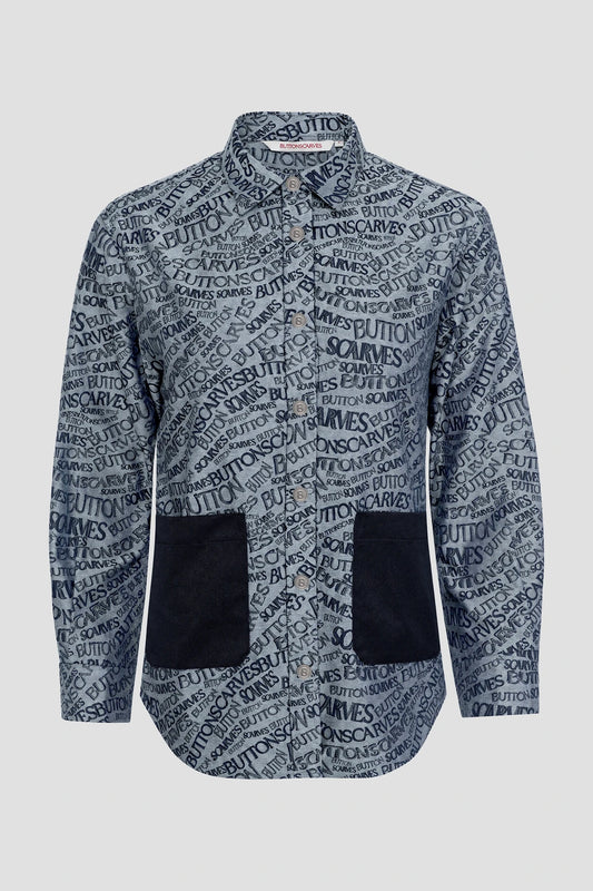Waves Monogram Pocket Shirt - Grey