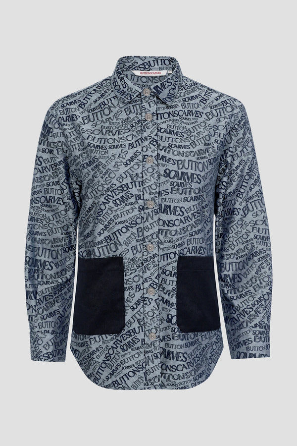 Waves Monogram Pocket Shirt - Grey