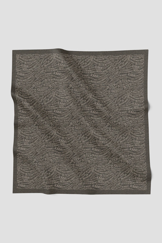 waves monogram printed square scarf in seal brown by buttonscarves 