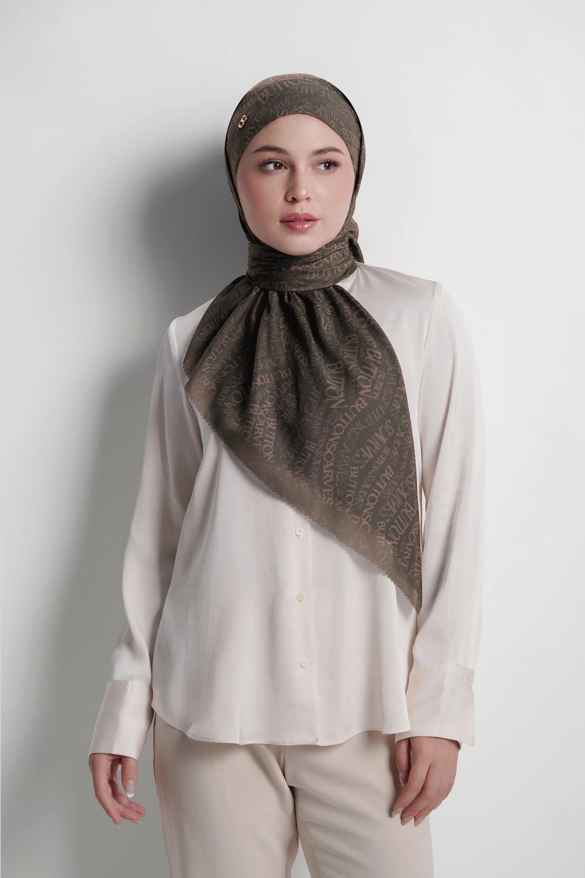 waves monogram tie back scarf in black sea by buttonscarves 
