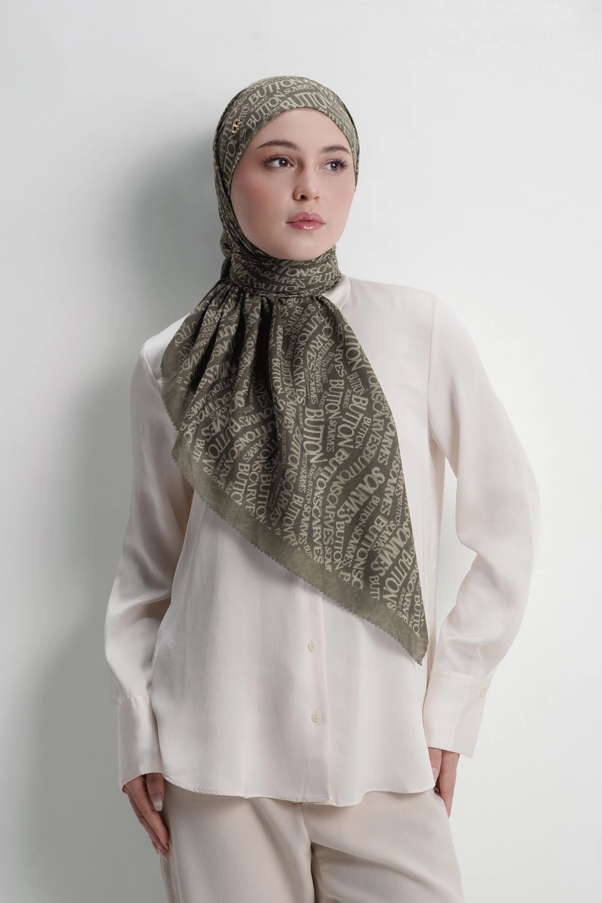 waves monogram tie back scarf in seal brown by buttonscarves 