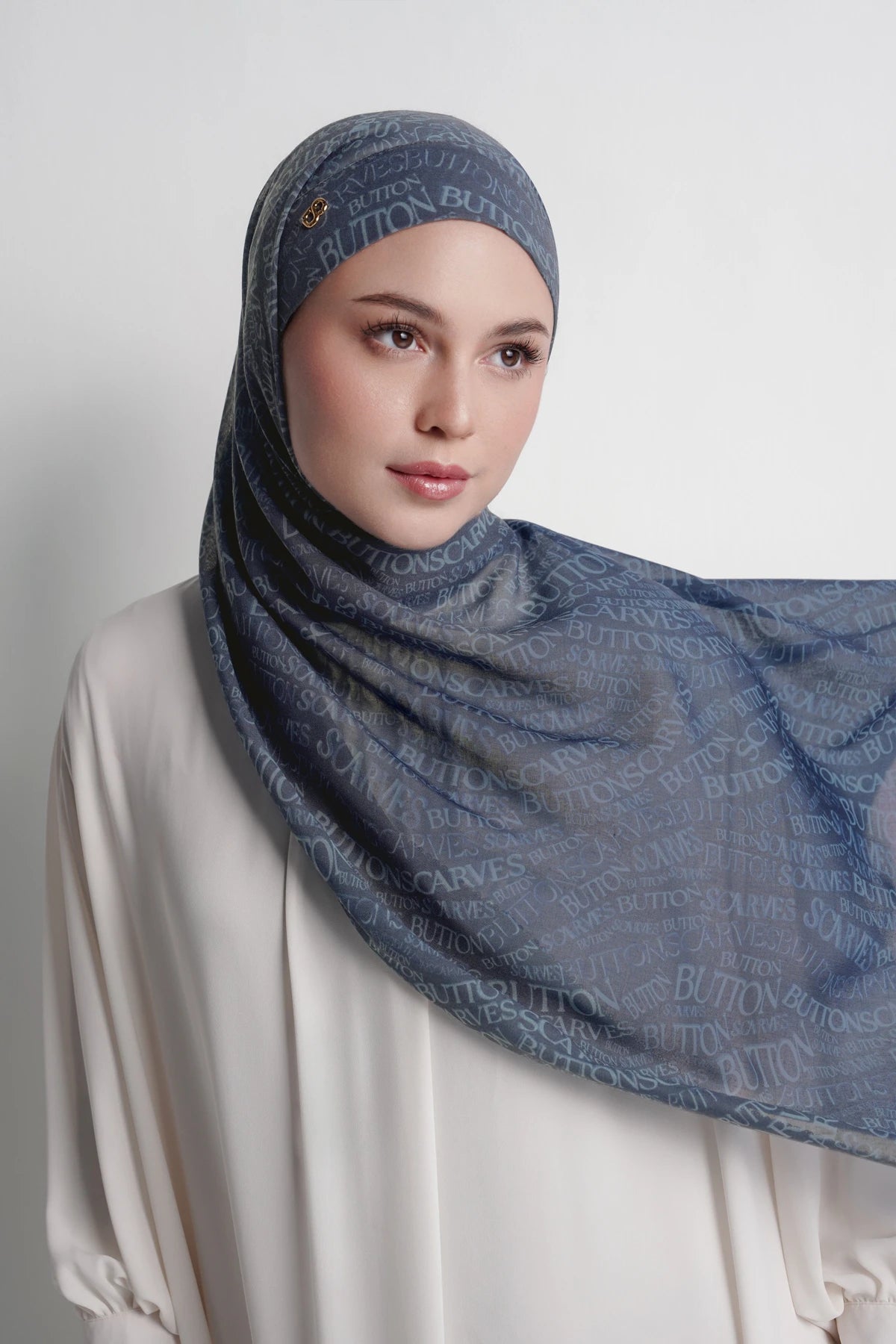 Waves Monogram Tie Back Shawl - Dark Blue