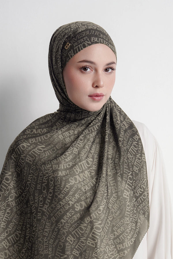 Waves Monogram Tie Back Shawl - Seal Brown