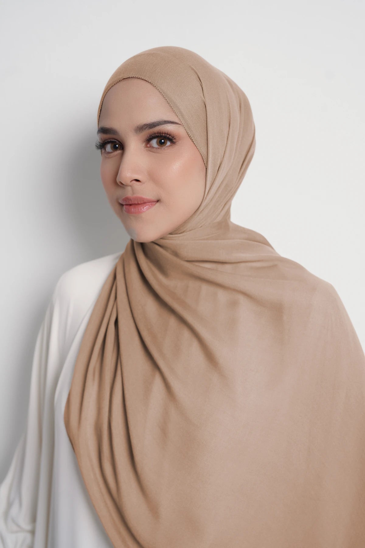 yura shawl in nougat by buttonscarves 