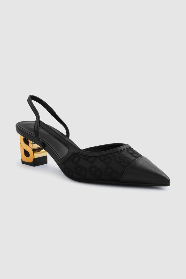 Signature Jacquard Be Heels - Black