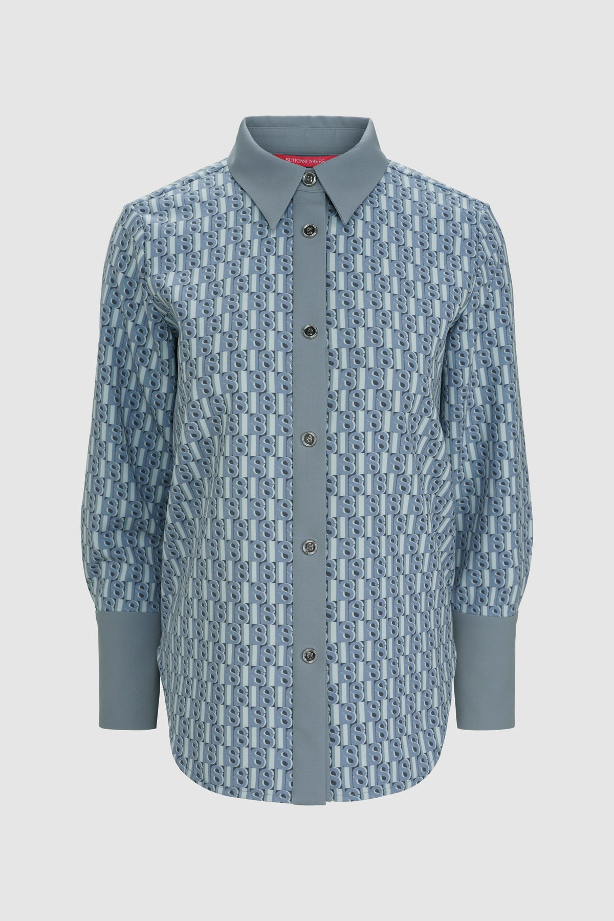 Leena Monogram Basic Shirt - Blue