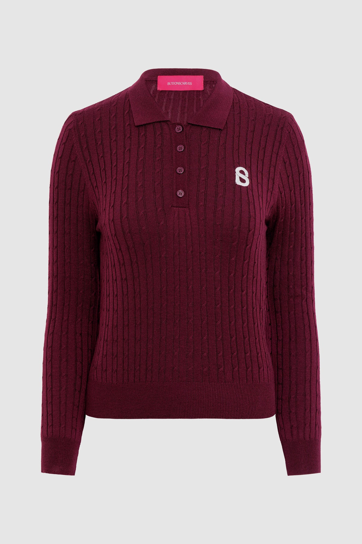 Everyday Knit Half Button - Maroon