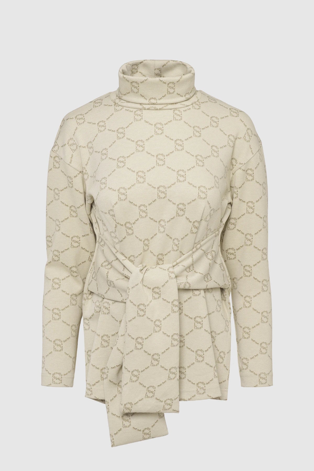 Beverly Monogram High Neck Top - Cream