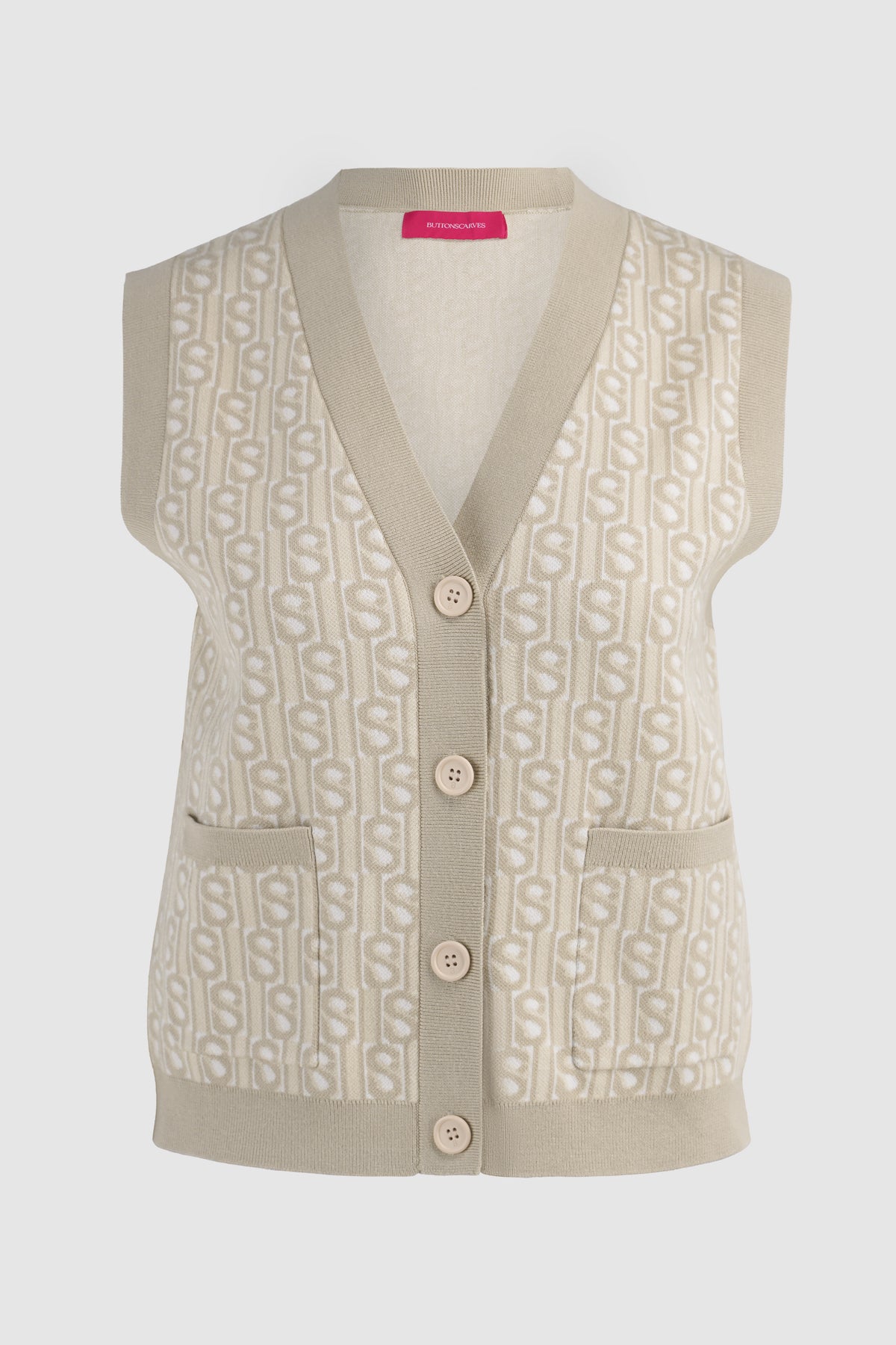 Leena Monogram Vest - Cream