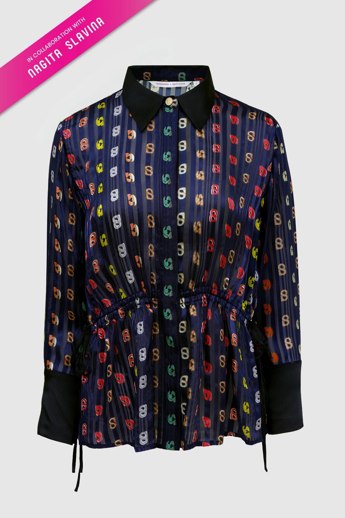 Nagita Silk Shirt - Navy