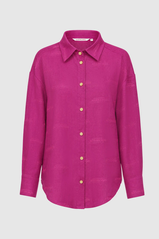 Tropical26 Linen Shirt - Fuschia