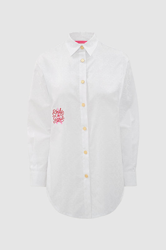 Parisian Embroidery Oversized Shirt - White