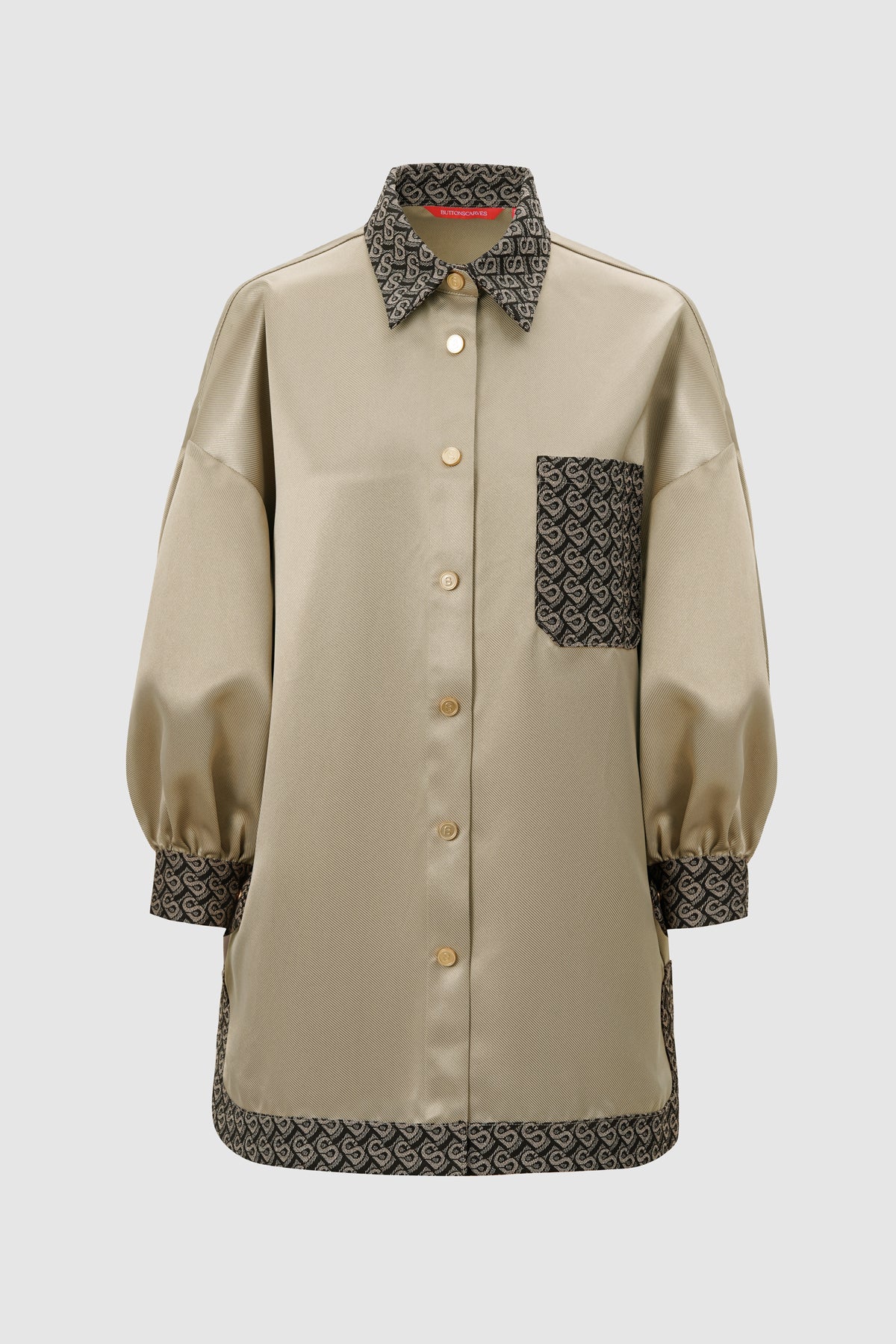 Bimu Mix Fabric Shirt - Taupe