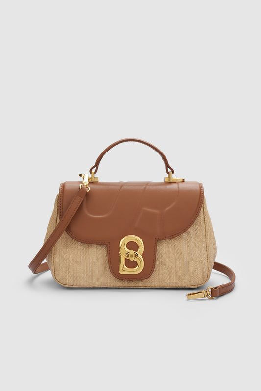 Alma Wicker Straw Bag Small - Brown