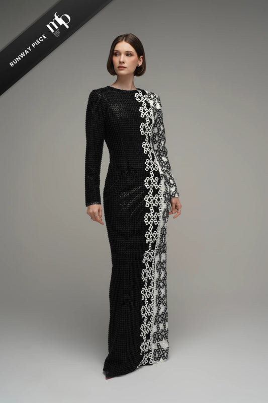 Monogram Embroidery Dress - Black