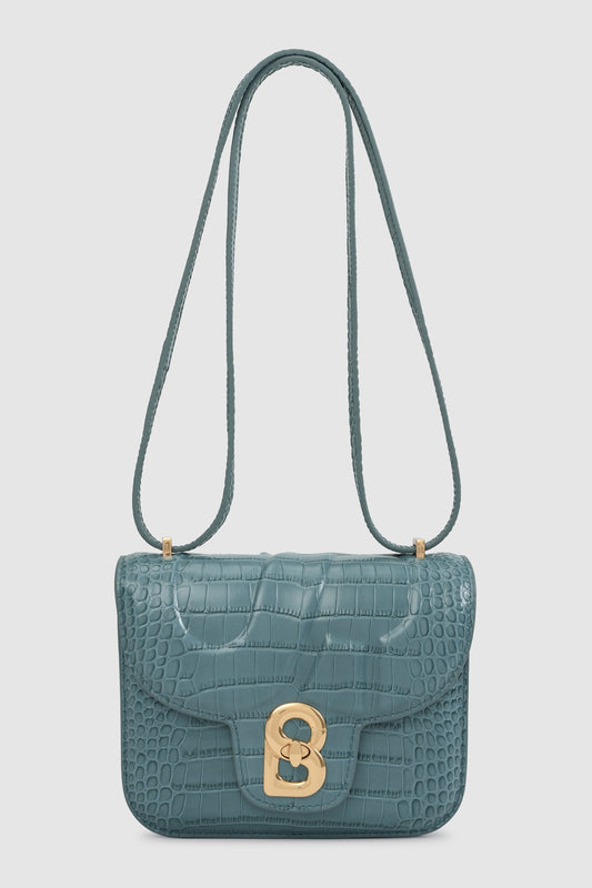 Alba Bag - Dusty Blue in Croco