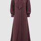 Noura Bow Dress - Deep Maroon