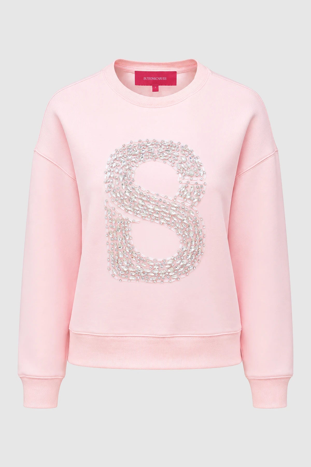 Signature Embellished Crop Sweatshirt - Pink