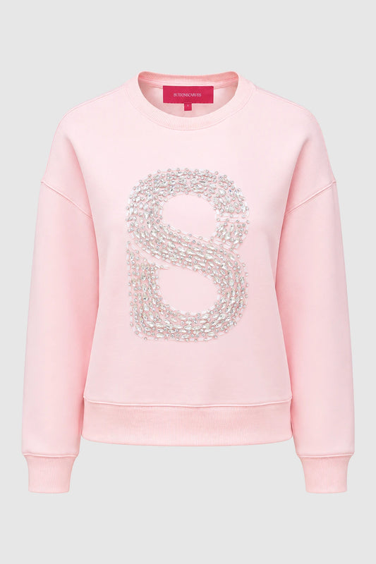 Signature Embellished Crop Sweatshirt - Pink