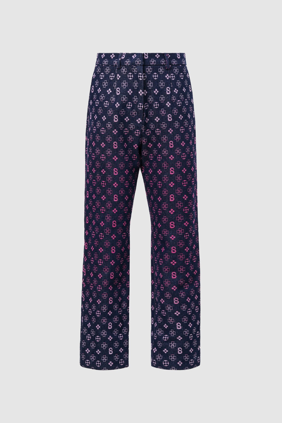Monogram Denim Pants - Fuchsia