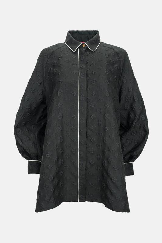 Cassey Monogram Shirt - Black