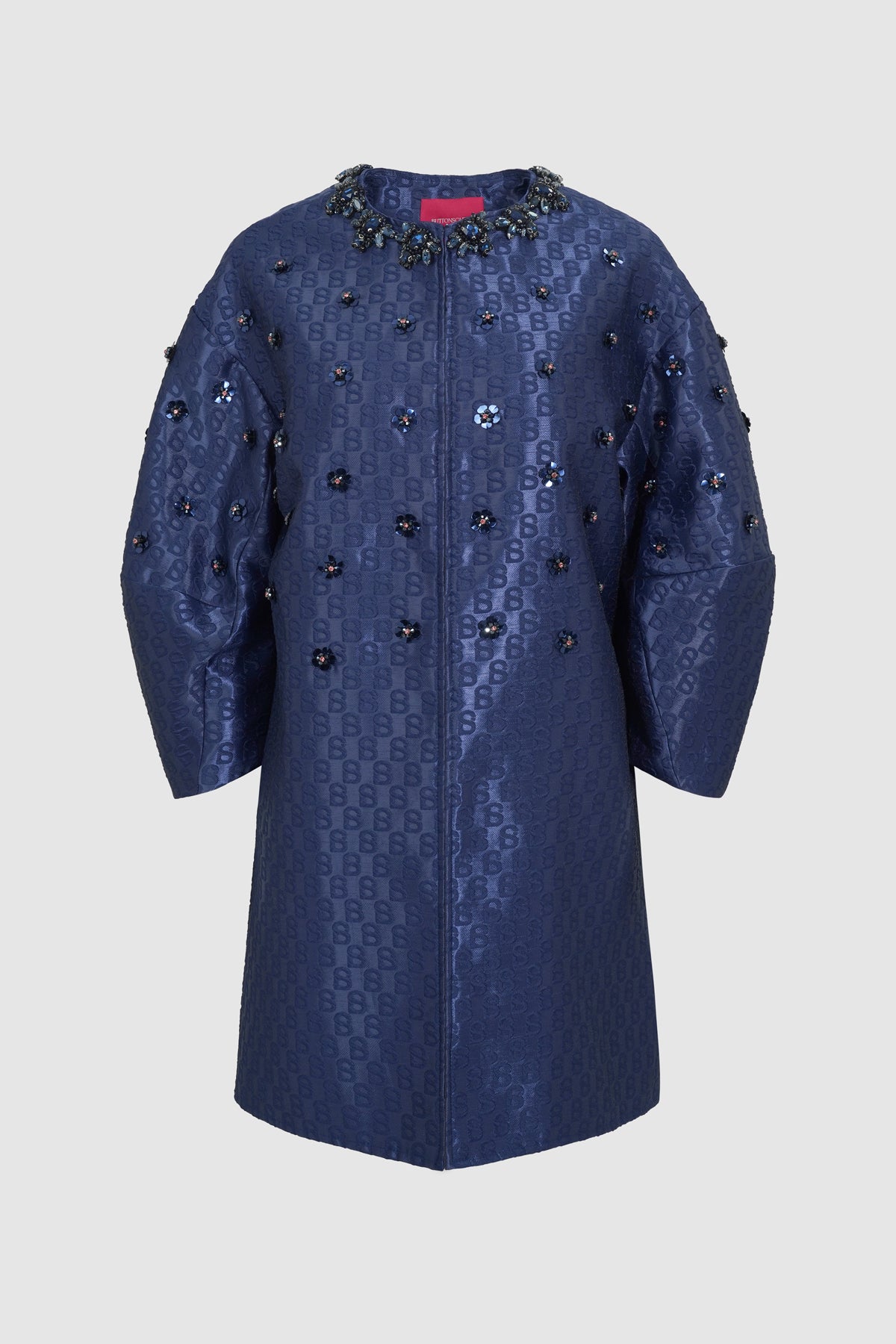 Signature Jacquard Tunic Beaded Outer - Navy