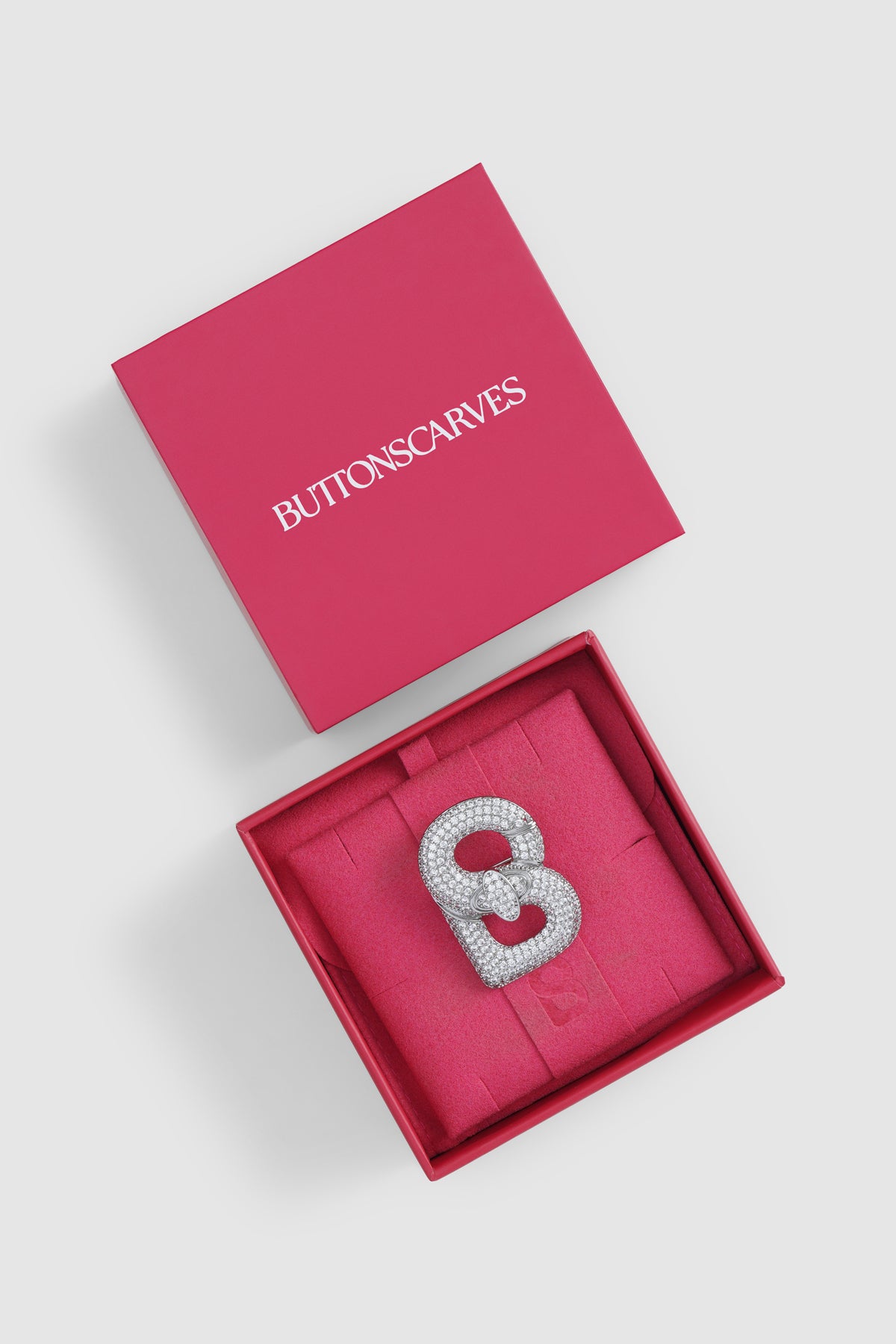 Alma Twist Crystal Brooch - Silver