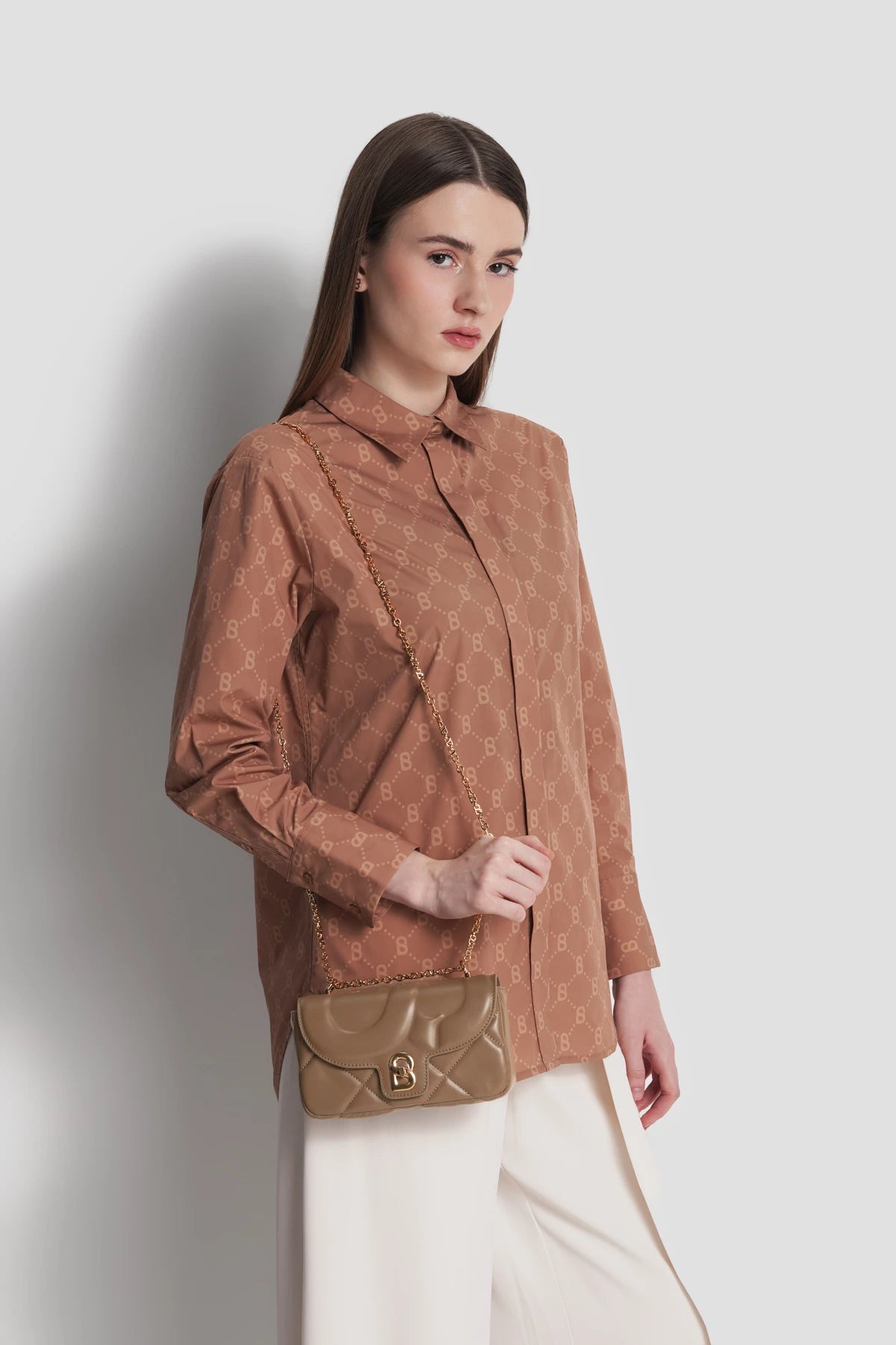 alana small bag in cappucino by buttonscarves carried as sling bag