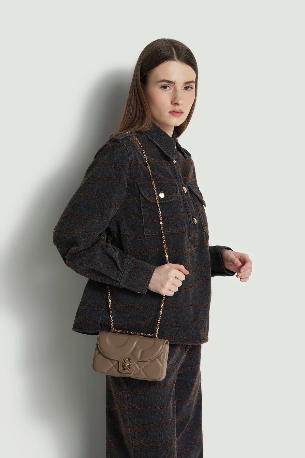 alana small bag in taupe by buttonscarves carried as sling bag
