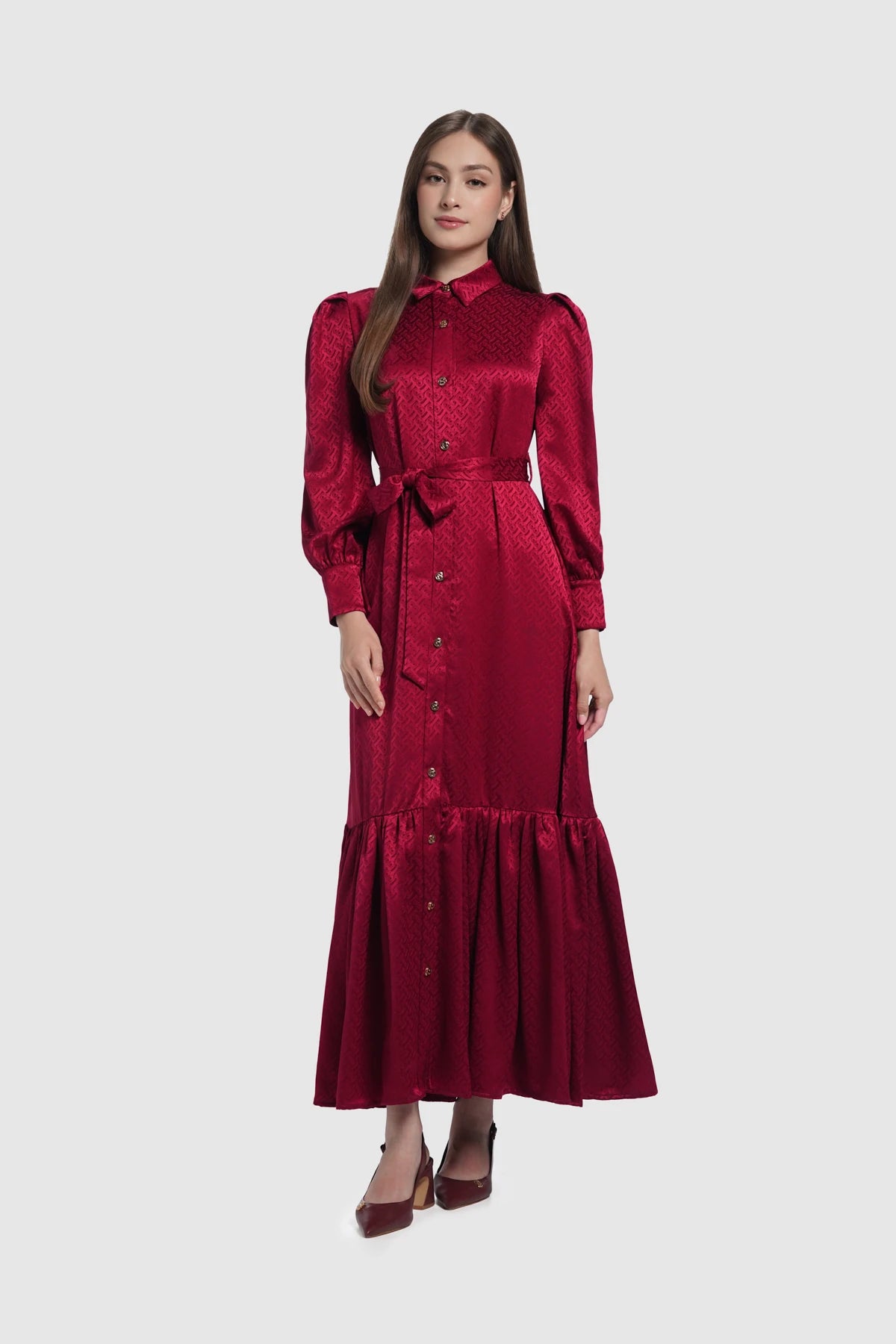 Amy Bimu Ruffle Dress - Red