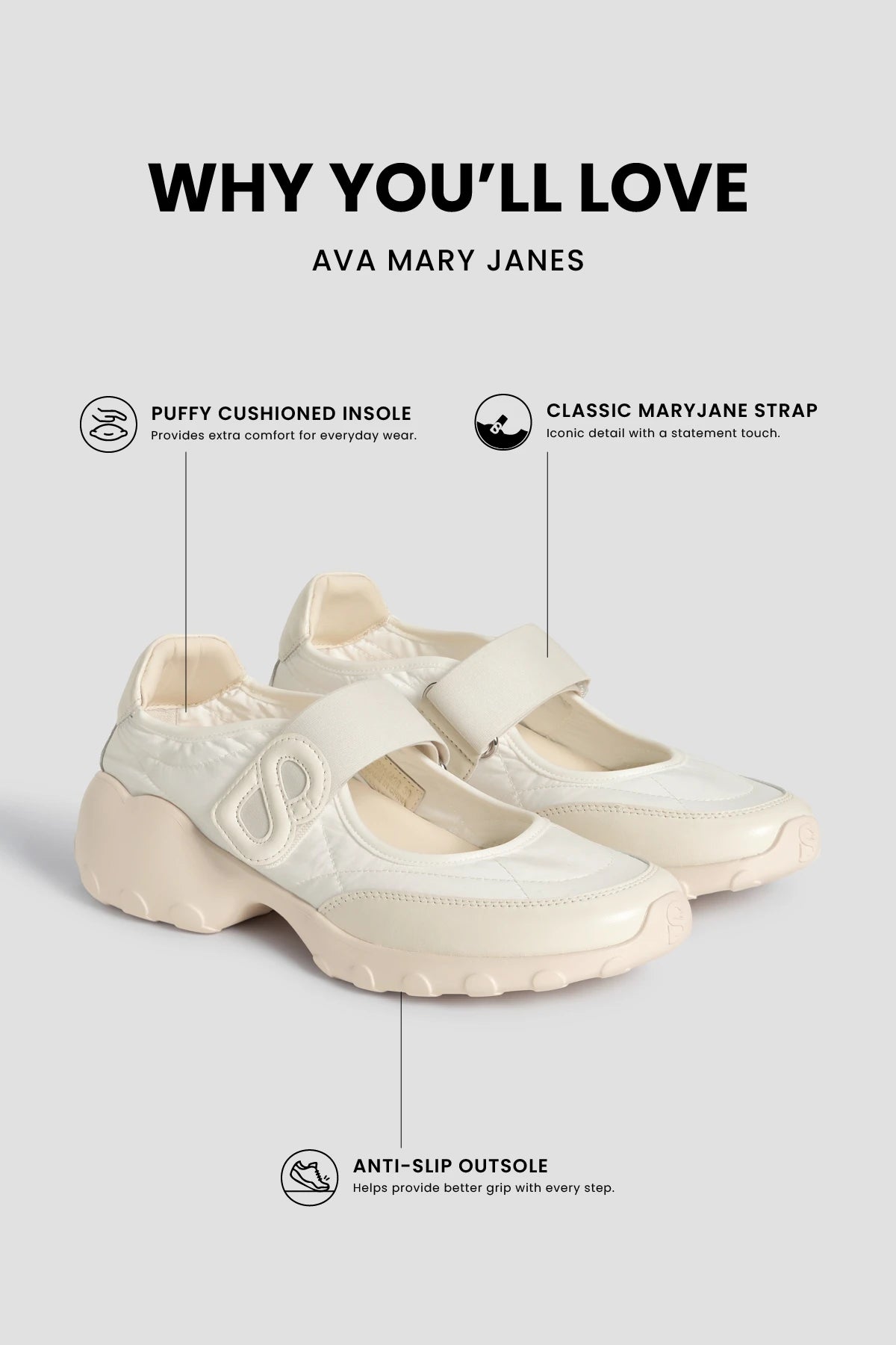 ava mary jane in broken white by buttonscarves feature overview