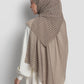 axis tie back shawl in driftwood by buttonscarves back view