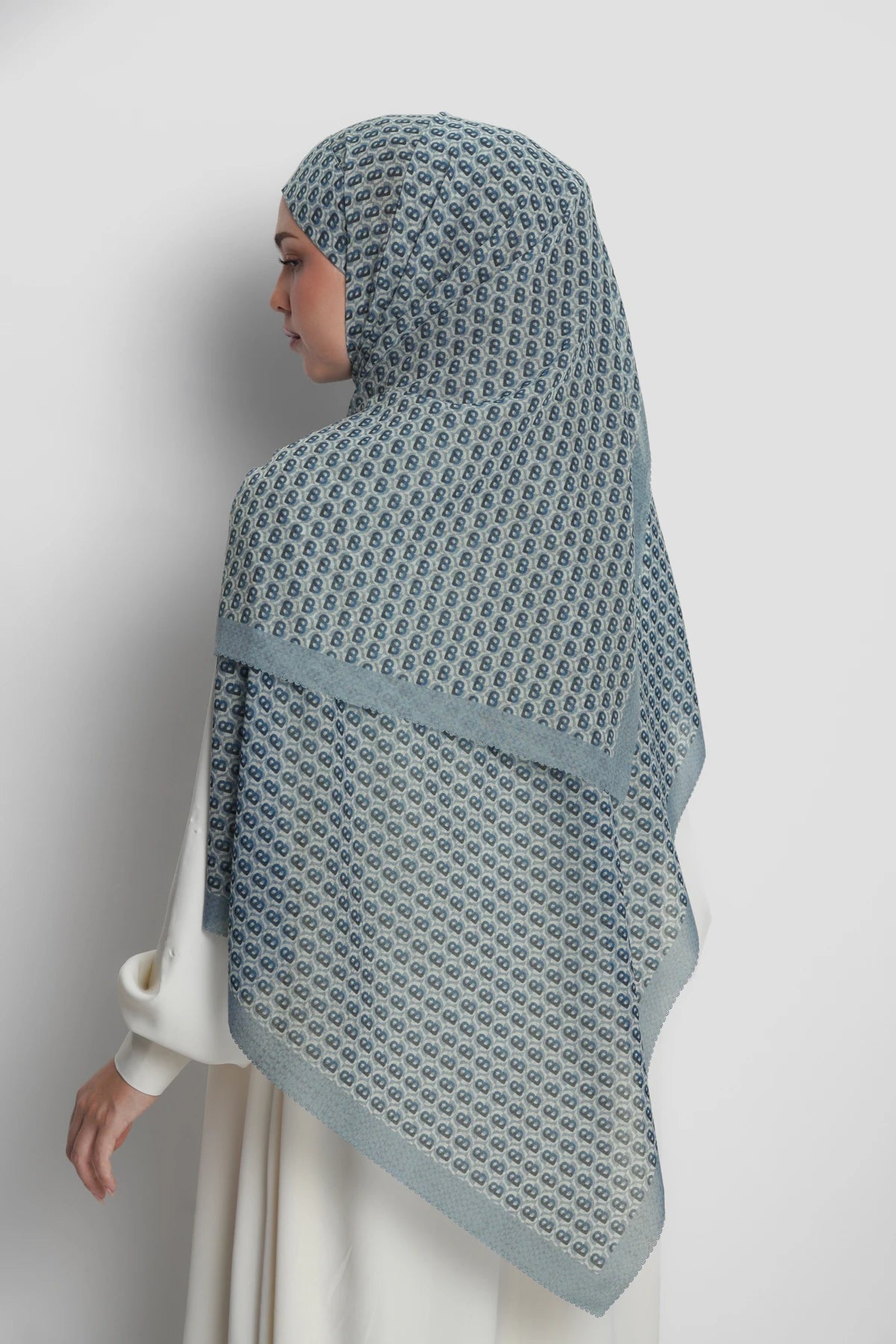 axis tie back shawl in flint stone by buttonscarves back view