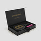 b padel racket set in black by buttonscarves packaging details