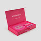 b padel racket set in pink by buttonscarves packaging detail