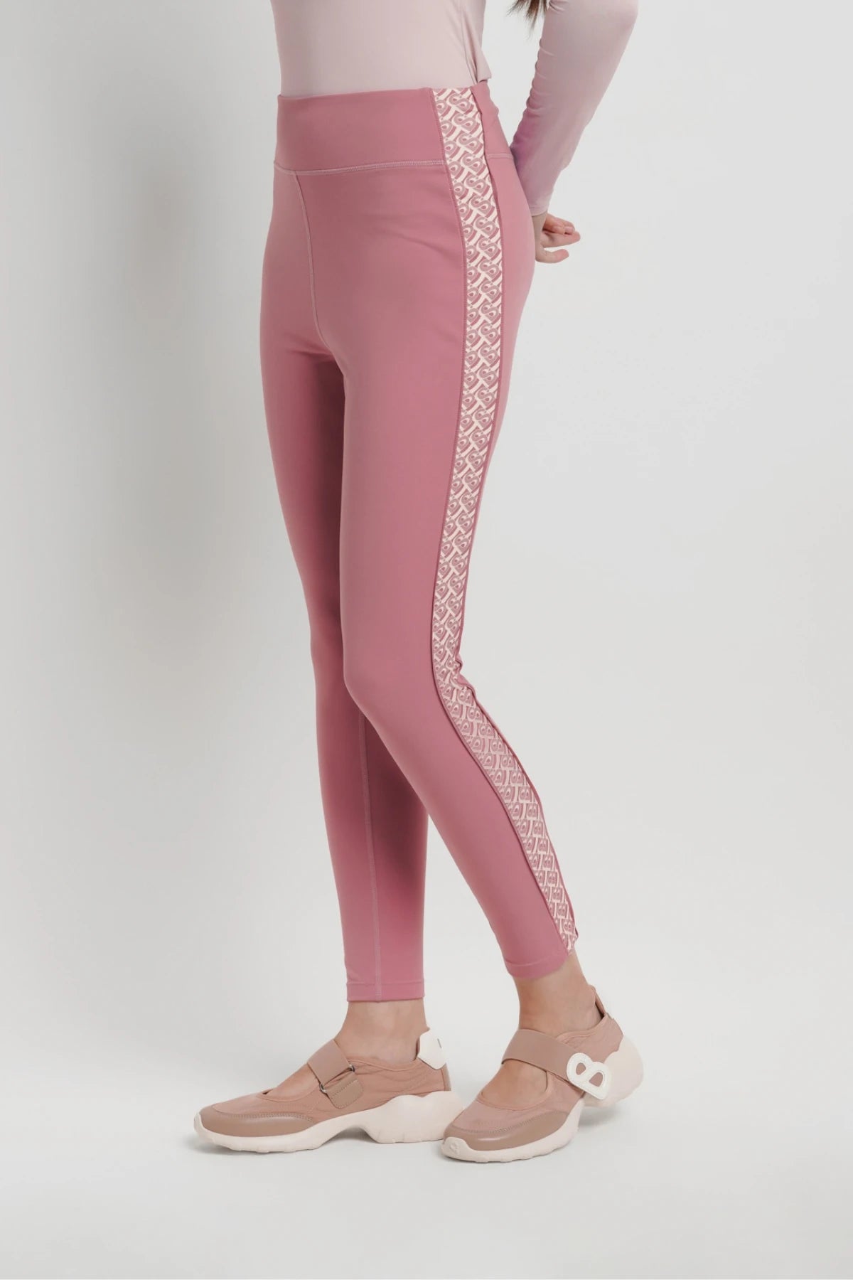 bimu legging in mauvewood by buttonscarves front view