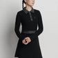 bimu polo dress in black by buttonscarves front view